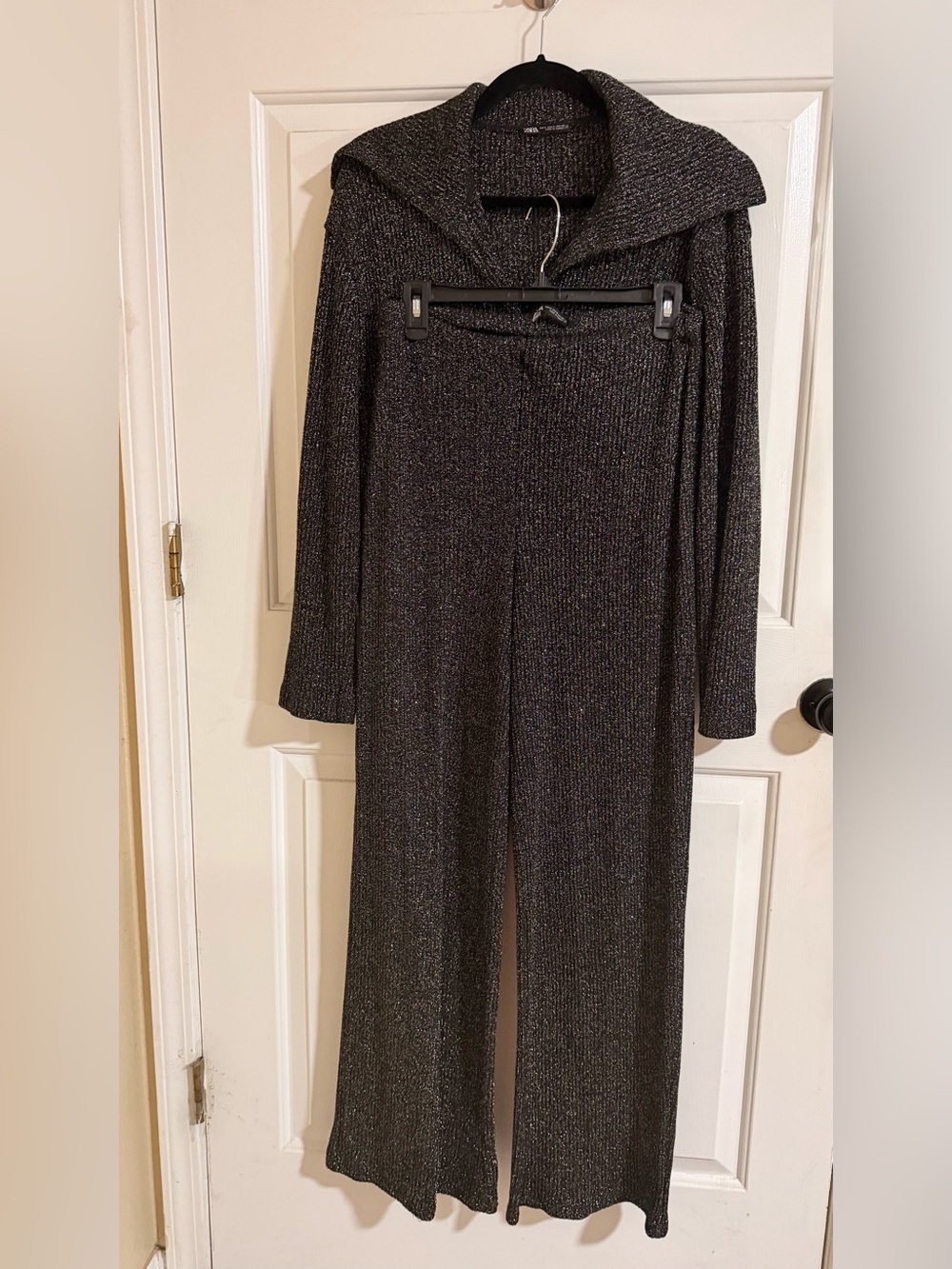 Zara Sparkle Knit Two-Piece Set - Metallic Black